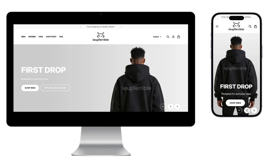løupTerrible Shopify store shown on desktop and mobile